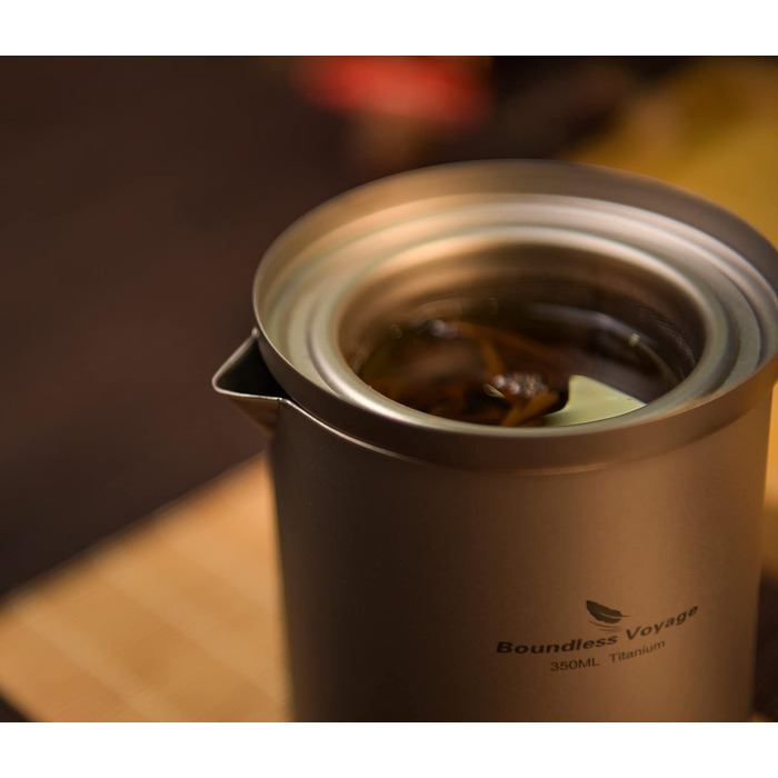 Чай iBasingo для одного набору Титановий чайник для подорожей на відкритому повітрі зі вставкою Кемпінг Портативний китайський чайний набір кунг-фу Двошарова чайниця з ситечком для чаю та 3 міні-чашки 40 мл Ti3105D (Ti3103d Чайник з фільтром)