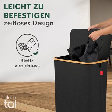 Контейнер для збору пляшок Blumtal Deposit 150 л з 2 відділеннями - Бамбуковий органайзер для пляшок - Збірник порожніх пляшок - Збірник пляшок - Контейнер для збору порожніх пляшок з отвором - Збірник чорного кольору (Збірник пляшок - 150 л)