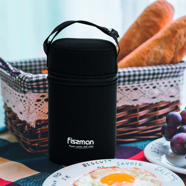 Термос для їжі Fissman 900 мл в чорному чохлі нержавіюча сталь (9856)