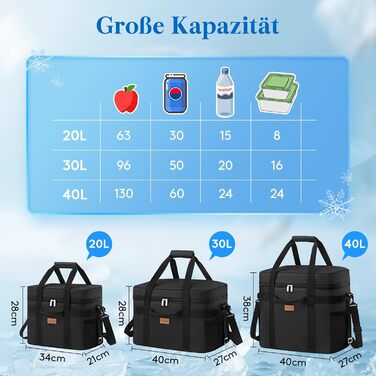 Термосумка 40 л чорна Lifewit