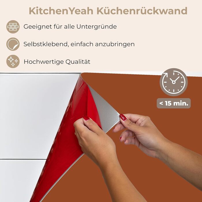 Кухонний фартух 60x250 см, самоклеючий фартух, кухонний фартух, кухонний фасад, самоклеючі кухонні фартухи - Осінь (Теракота - Коричневий, 60 x 400 см)