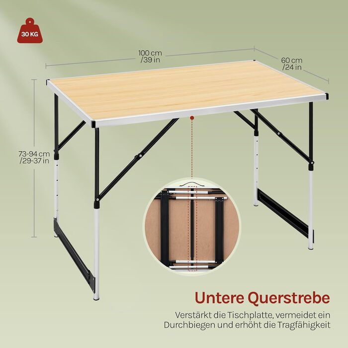 Раскладной кемпинговый стол 100 x 60 см WOLTU