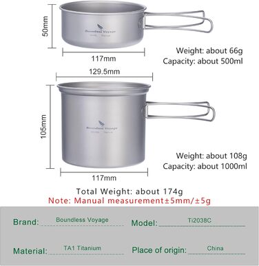 Набор производной посуды для кемпинга 500 и 1000 мл iBasingo