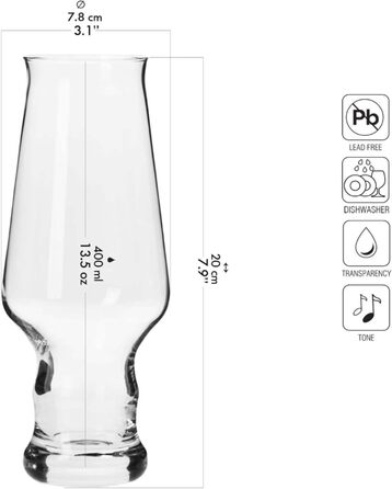 Набір келихів для пива 6 х 400 мл Krosno