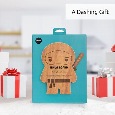 Кухонний набір з дерев’яної обробної дошки у формі ніндзя та ножа OTOTO