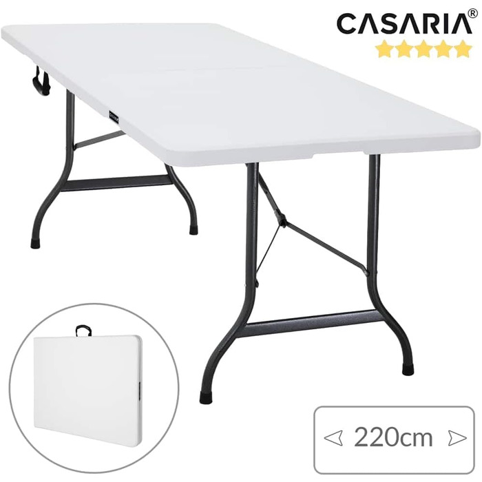 Складаний садовий стіл 220 x 70 см білий Casaria