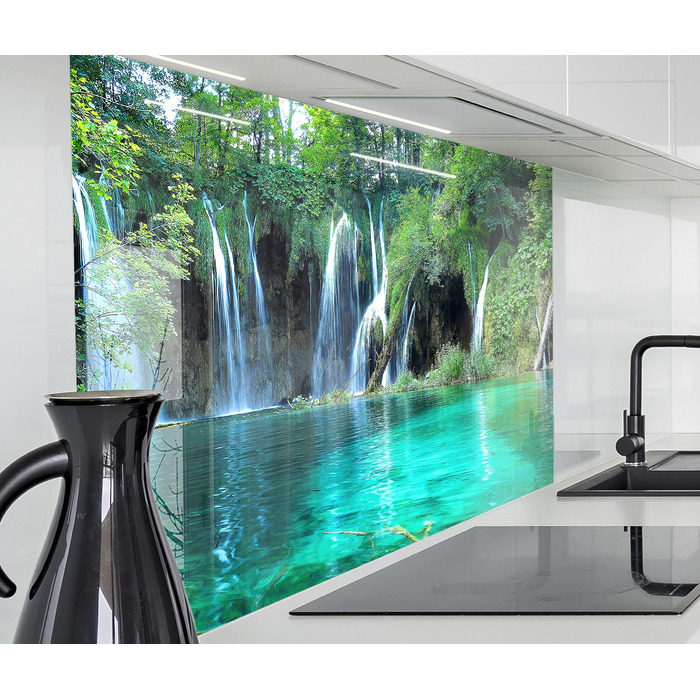 Кухонний фартух timalo зі скляним виглядом Північне море, очерет, захід сонця, океан, солома 2 мм акрилове скло Бризокості для плити, кухонний скляний фартух, акрилові скляні стінові панелі, захисна панель для фартуха (80 x 50 см, 312- Водоспади)