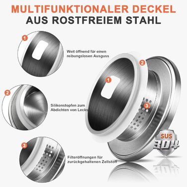 Кувшин с крышкой и щеткой для горячих/холодных напитков 2 л SUSTEAS