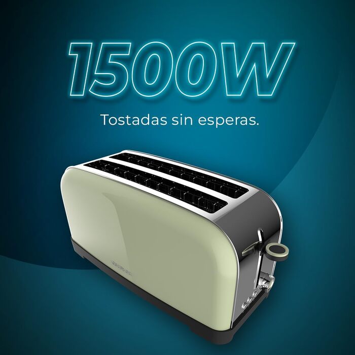 Тостер 1500 Вт зеленый Toastin' time 1500 Cecotec