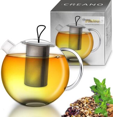 Чайник заварочный стеклянный 1,5 л с фильтром для чая Creano