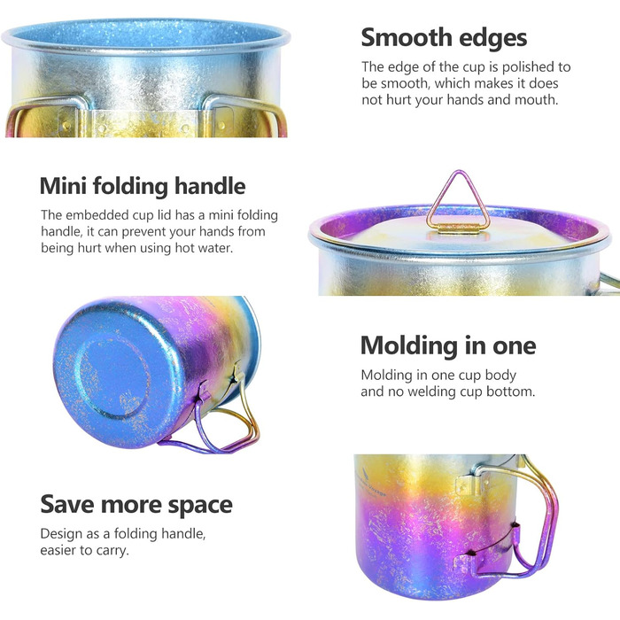 Титанова термокружка з кришкою для кемпінгу 450 мл iBasingo