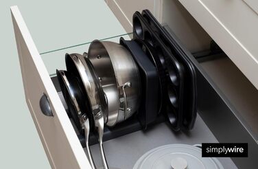 Тримач для посуду розсувний, чорний Simplywire