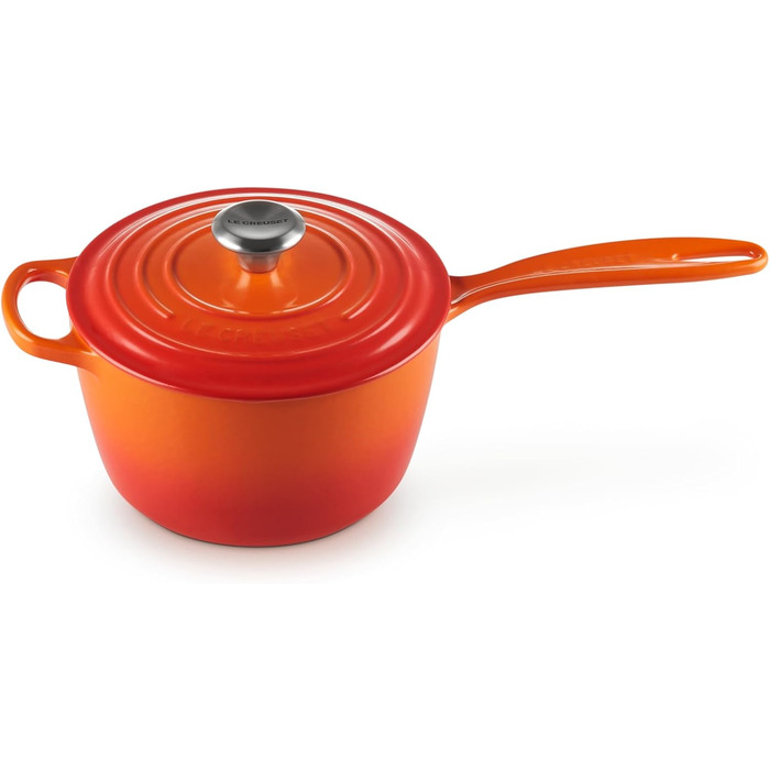 Чугунный сотейник Ø 18 см, 1,8 л с крышкой, пламенно-красный Signature Le Creuset