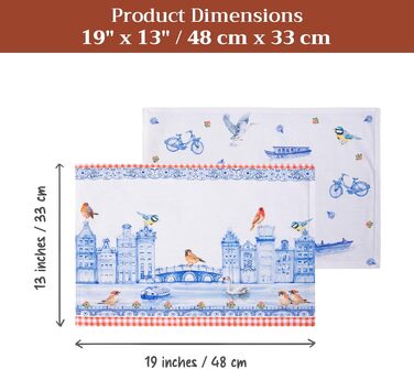 Серветки Maison d&39Hermine зі 100 бавовни, набір з 4 шт. , декоративні серветки, пасхальні серветки, які можна прати, для свят, вечерь, весни, літа (33 см x 48 см) (013 - Амстердамські канали)