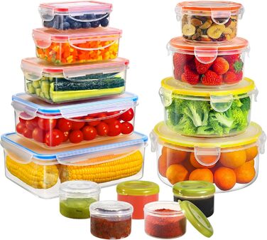 Контейнери для зберігання харчових продуктів з кришками, 16 шт. (8 контейнерів, 8 кришок), набір контейнерів для зберігання, 100 герметичні, без BPA, 0,24-1,5 л (SE-28PCS)