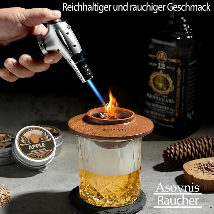 Набор для копчения виски с факелом 6 вкусов ASOVNIS
