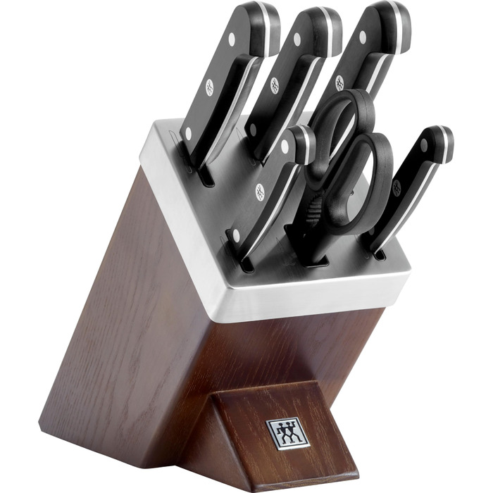 Набір з 5 ножів з ножицями та заточуючим блоком коричневий Gourmet Zwilling