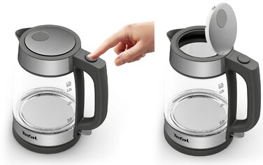 Tefal Електрочайник Glass Kettle, 1,7л, скло, сірий