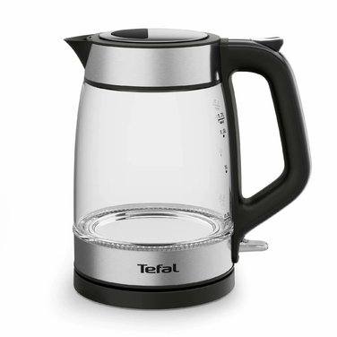 Tefal Електрочайник Glass Kettle 1.7л, скло, з підсвіткою, чорно-срібний