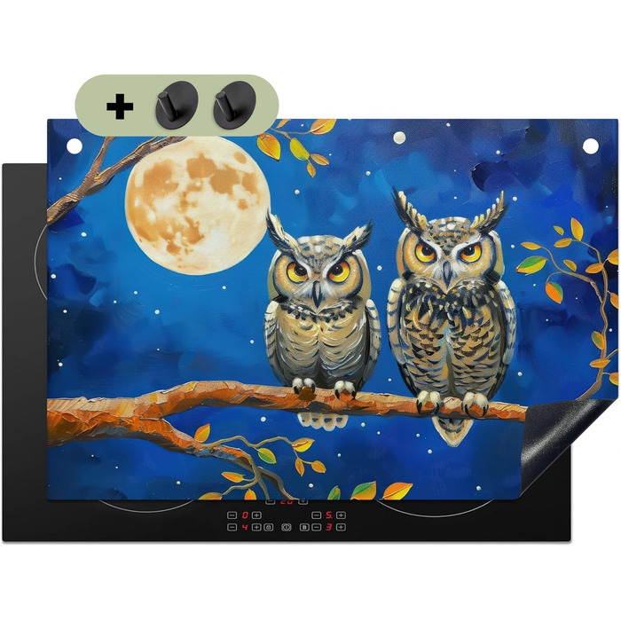 Фартух для плити, кухонний фартух, вініл, 78x52 см, декор для кухні, облицювання стіни, кришка для плити - сіро-чорна (під сов - пофарбована, 51,5Д x 76Ш см)