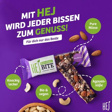 Органічні горіхові батончики - Низьковуглеводна закуска з горіхами - Веганський енергетичний батончик з мигдалем, фундуком та арахісом - Без глютену - Мигдаль та морська сіль 12 x 40 г Мигдаль та морська сіль 12 шт. (1 упаковка) (Чорниця, 12 шт. (1 упаков