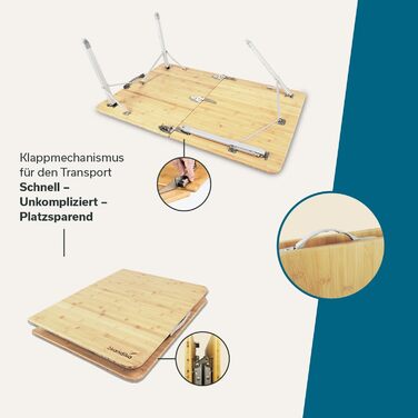 Бамбуковый кемпинговый стол с сетчатой ​​полкой 120 x 70 см Skandika