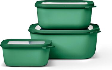 Из 3 предметов - Банки для хранения с крышкой - Подходит в качестве ящика для хранения, холодильника, морозильной камеры и посуды для микроволновой печи - 750, 1500 и 3000 мл - (Ярко-зеленый, набор 3 шт. (750, 1500, 3000 мл))
