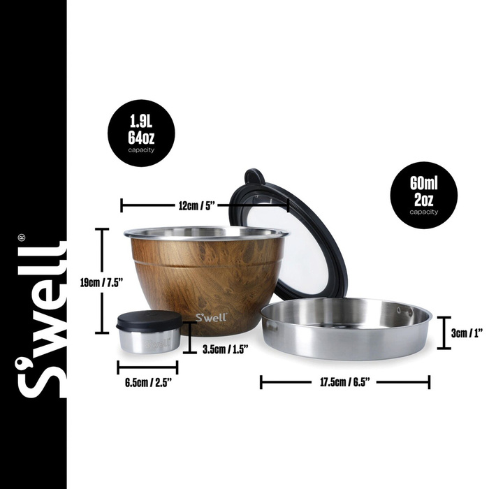 Набір для салату S'well TEAKWOOD, 1,9 л, 4 пр.