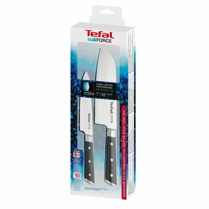 Набір ножів Tefal Ice Force, 2шт, нержавіюча сталь, пластик, чорний