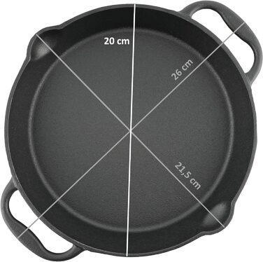 Чугунная сковорода-гриль BBQ-Toro I Чугунная сковорода с двумя ручками и двумя носиками I Сервировочная сковорода I Pan (Ø 20 см)
