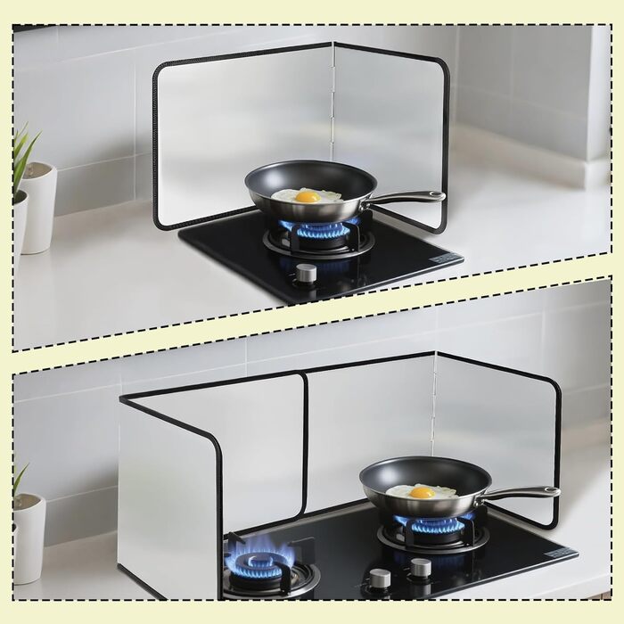 Компактний складний захист від бризок жиру, 4-сторонній кухонний захист від бризок, складний кухонний фартух, захист від бризок жиру для плити, з антипригарним покриттям (29,6 x 76 x 29,4 см) (2 шт.)
