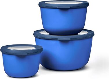 Набор из 3 предметов - Банки для хранения с крышкой - Подходит в качестве ящика для хранения, холодильника, морозильной камеры и посуды для микроволновой печи - 350 мл, 750 мл и 1250 мл - (Vivid Blue, набор 3 шт. и (500, 1000, 2000 мл))