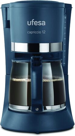 Кавоварка Ufesa CG7124 Capriccio 12 з фільтром, 680, скло, 1.2 літра, синій, 680 Вт