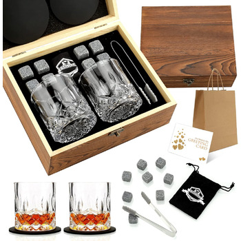 Подарочный набор Whiskey Stones Набор из 8 многоразовых охлаждающих камней для виски с зажимом для льда, носиком для винной бутылки для сумки для хранения, охлаждением вашего любимого напитка без разбавления (круглые бокалы без логотипа)