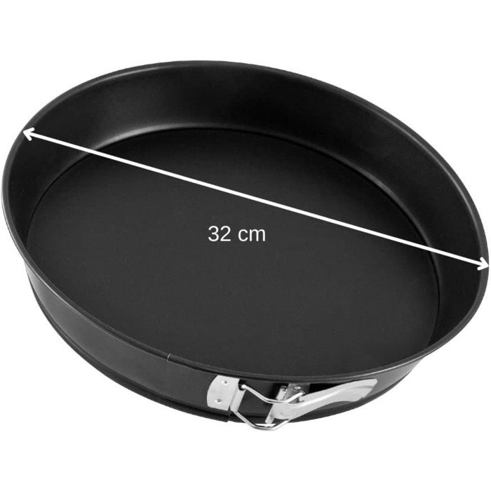 Конічна пружинна форма 32 см ЧОРНИЙ МЕТАЛІК, форма для випічки з плоским дном, форма для торта з високоякісним антипригарним покриттям, (колір чорний), кількість (пучок з пружинною формою Ø 30 см), 6530