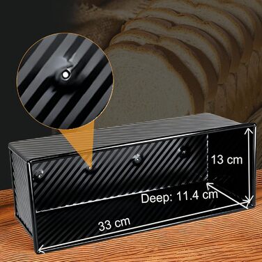 Форма для випікання тостів 1000 г з кришкою, ‎33 x 13 x 12 см чорна Hikaproligt