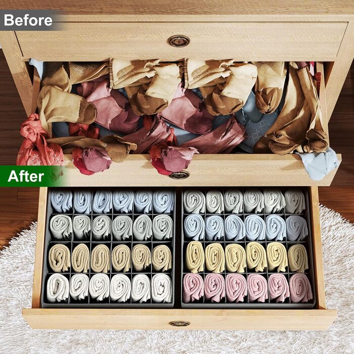 Органайзер для одягу на 24 відділення, набір 4 предмети, сірий Homsorout