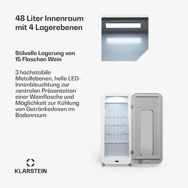 Винний холодильник до 15 пляшок білий Klarstein