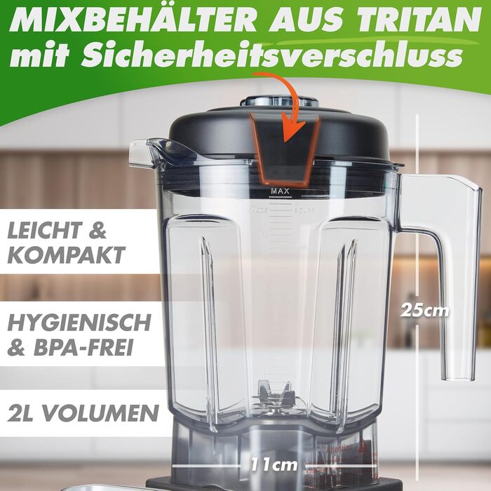 Високопродуктивний блендер 2 л 2000 Вт Nutrilovers
