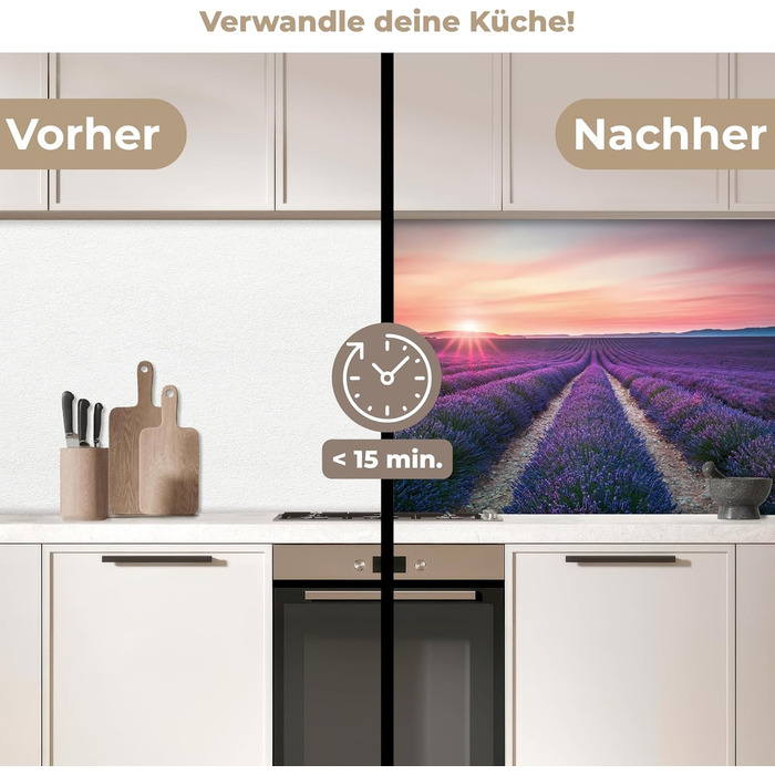 Кухонний фартух 60x80 см Самоклеючий настінний захисний екран для кухні Кухонний фартух Кухонні фасади Кухонні фартухи Кухонна стіна Вода - Пейзаж - (Лавандовий - Фіолетовий, 60 x 80 см)