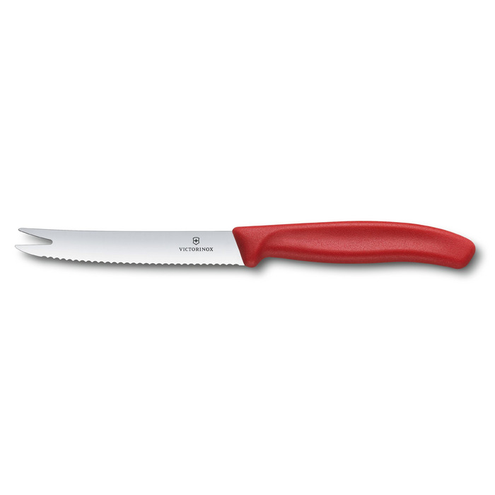 Кухонний ніж Victorinox SwissClassic Cheese&Sausage лезо 11см хвил. з черв. ручкою