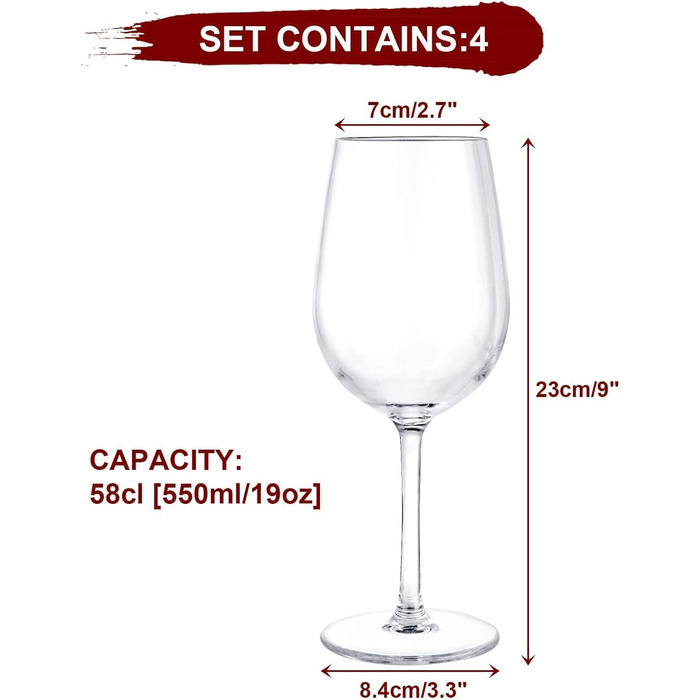 Набор из 4 пластиковых винных бокалов 550 мл FWEEK