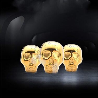 Набір охолоджувальних каменів для віскі у формі черепа золоті Ulalaza