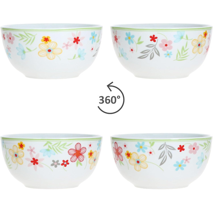 Набір із 6 тарілок для торта MamboCat Variant Floral Барвисті порцелянові тарілки для сніданку на 6 осіб Барвисті маленькі тарілки для салату, десерту та інших страв на сніданок, обід, каву та вечерю (чаша для пластівців)