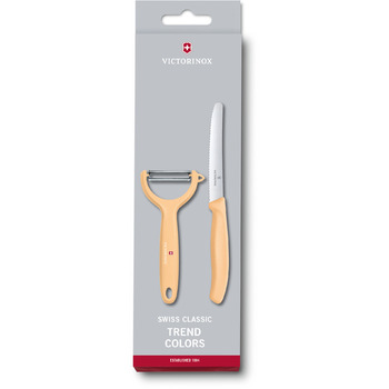 Кухонный гарнитур Victorinox SwissClassic Paring Set 2шт со святым помпоном. ручкой (нож, овощечистка для помидоров и киви) в подарочной упаковке.