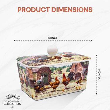 Маслянка з кришкою, китайська кераміка, з гарними акварельними мотивами, розроблена галереєю Дженніфер Роуз для Busy Bee (Півень і Курка)