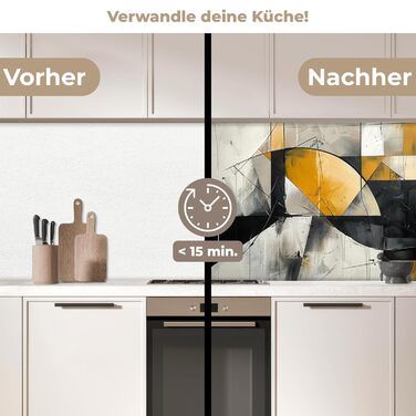 Кухонний фартух 80x300 см Самоклеючий захисний щиток для кухонної стіни Кухонний фартух Кухонні фасади Кухонні фартухи Кухонна стіна - Абстрактна (Сіра - Сучасна, 80 x 150 см)