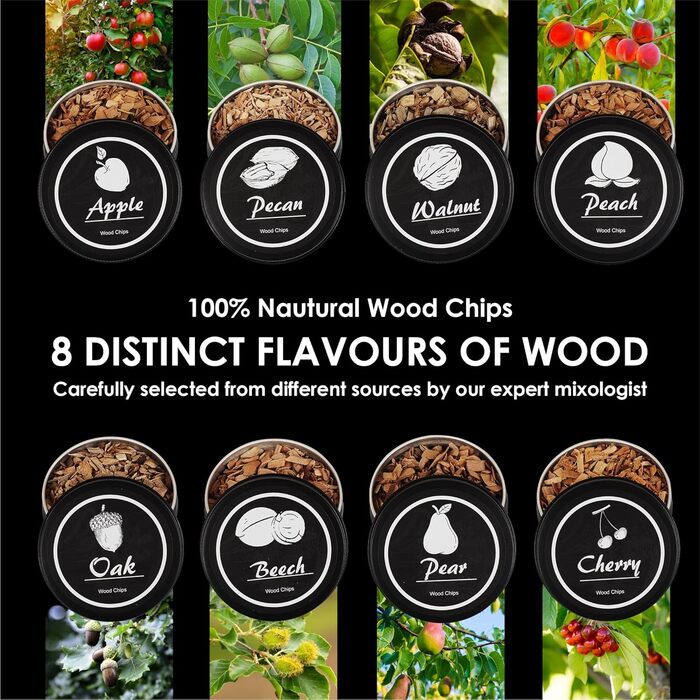 Набор для копчения коктейлей и классических напитков с факелом включает в себя 8 уникальных вкусов Smokeologist