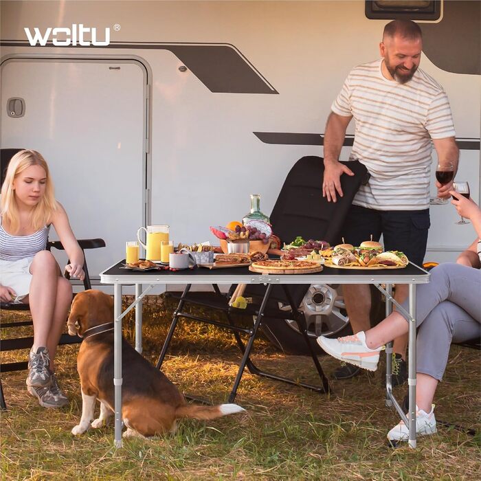Кемпинговый стол 120x60 см черный WOLTU