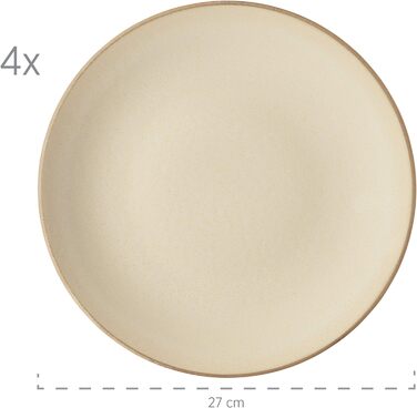 Набір посуду MSER 931545 Ossia для 4 осіб у середземноморському вінтажному стилі, комбінований сервіз із 16 предметів з кераміки (пісочно-сірий / світло-блакитний)